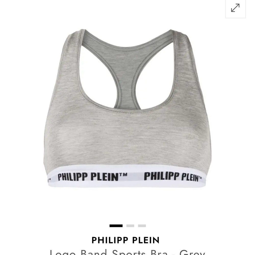 Philipp Plein Light Gray Sports Bra with Logo Band